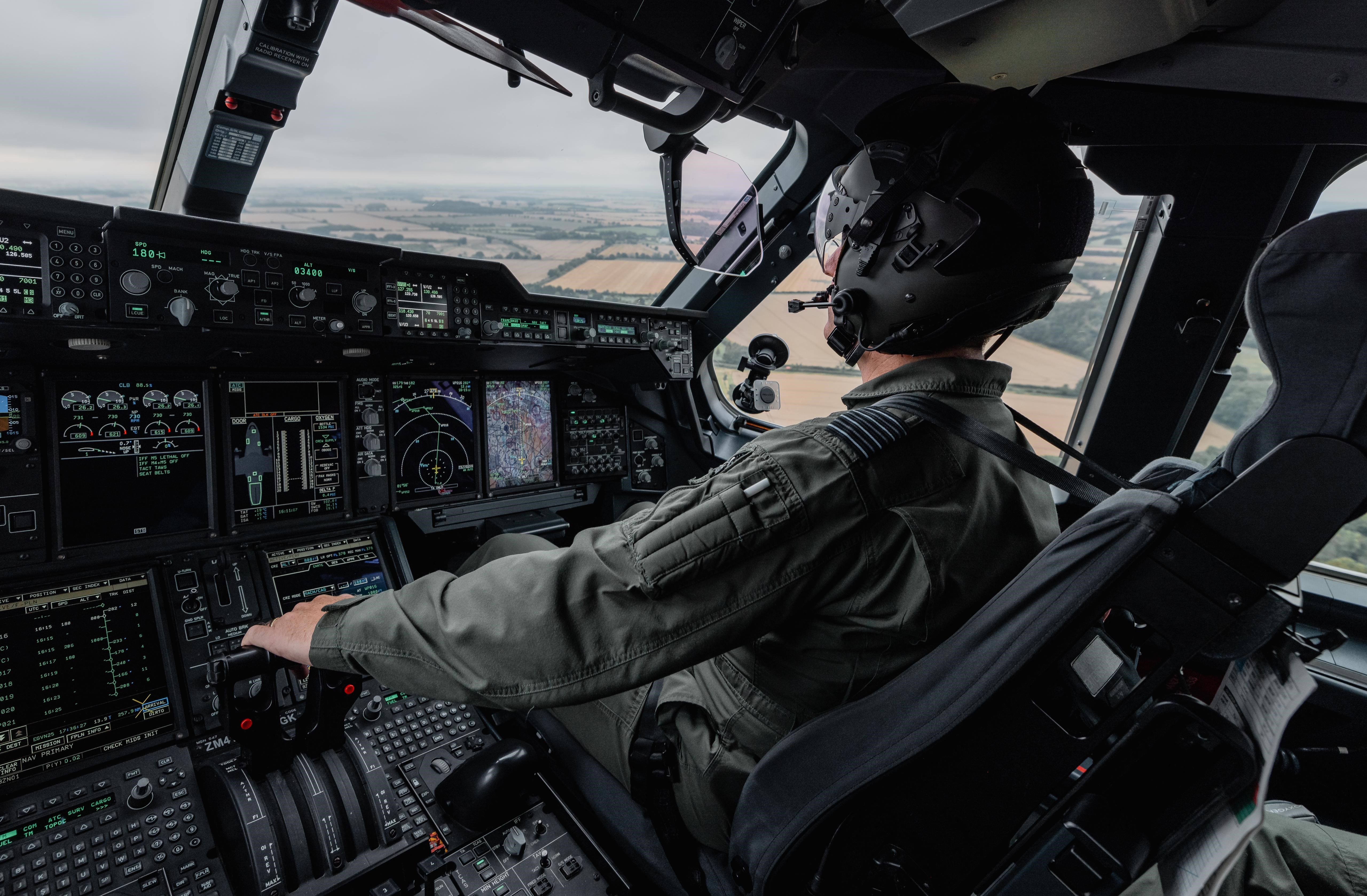 Photo: Group Captain McIntyre, onboard the Atlas, continues the training sortie as the new Commander Air Wing
